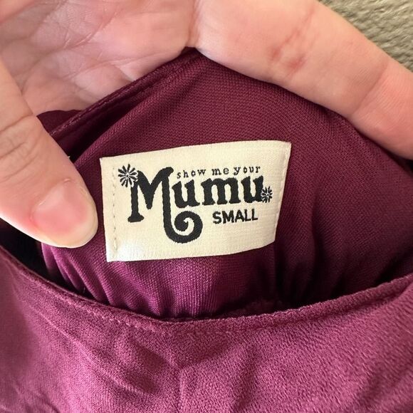 Show Me Your MuMu Caitlin Ruffle Maxi Tank Dress Wine Burgundy Size Small - Picture 3 of 6